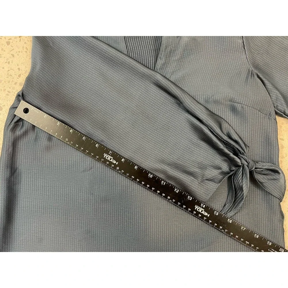 Michael Kors Women XS Blue Navy Solid Satin Tie Top Chambbary Officewear Bow - Picture 12 of 14